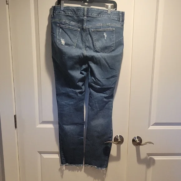 Torrid Blue Straight Leg Jeans with Distressed Details - Picture 2 of 8